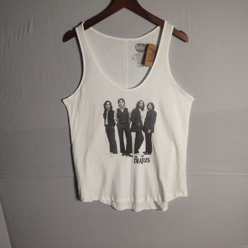 The Beatles White Graphic Tank Top XL Band Photo Sleeveless Shirt New